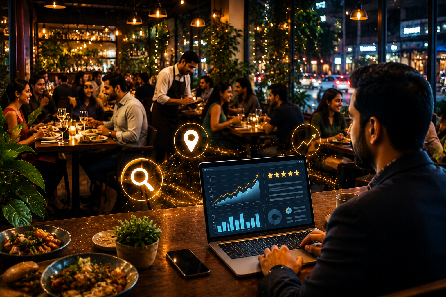 Restaurant SEO in Indore helping a Vijay Nagar restaurant attract more weekend customers through Google search and local SEO.