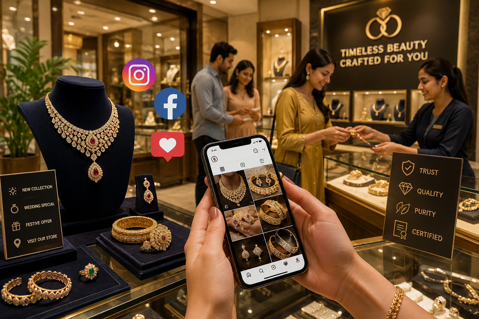 Social Media Marketing for Jewelry Stores in Indore using Instagram and Facebook to increase showroom walk-ins