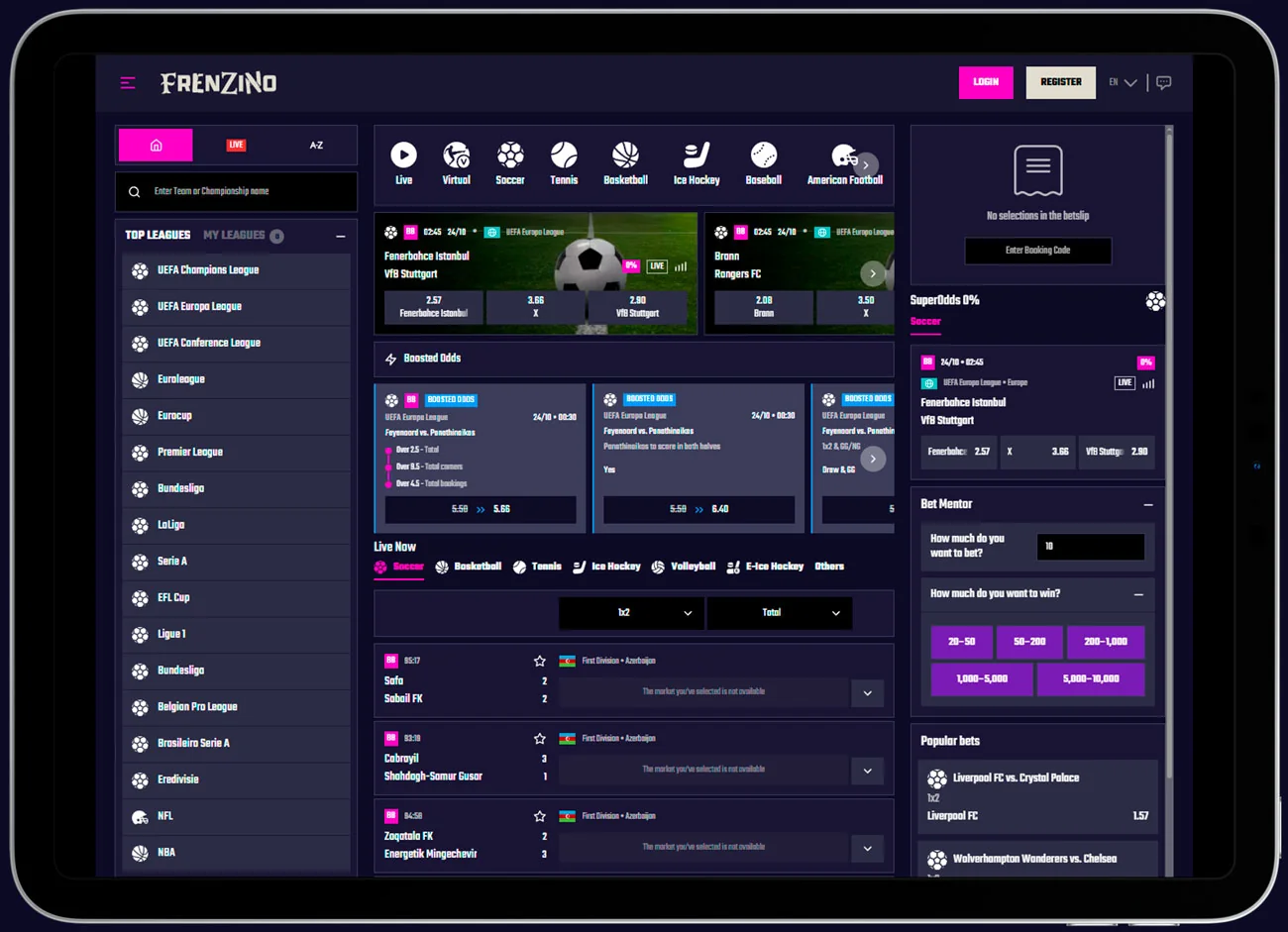 Frenzino Casino mobile app on smartphone