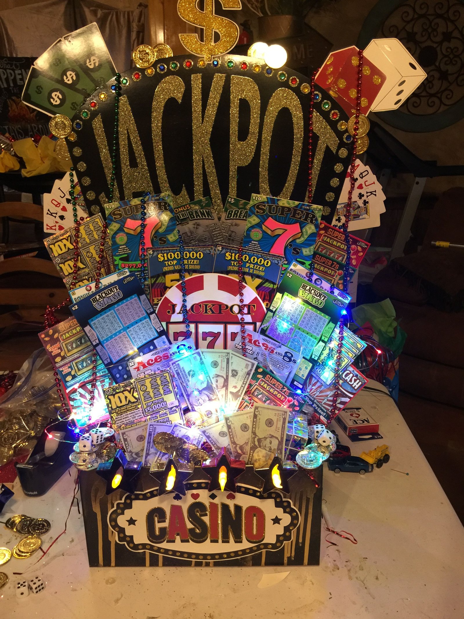 Casino Themed Lottery Ticket Gift Basket