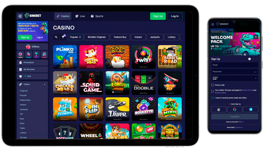 Jugador disfrutando tragamonedas en Binobet Casino