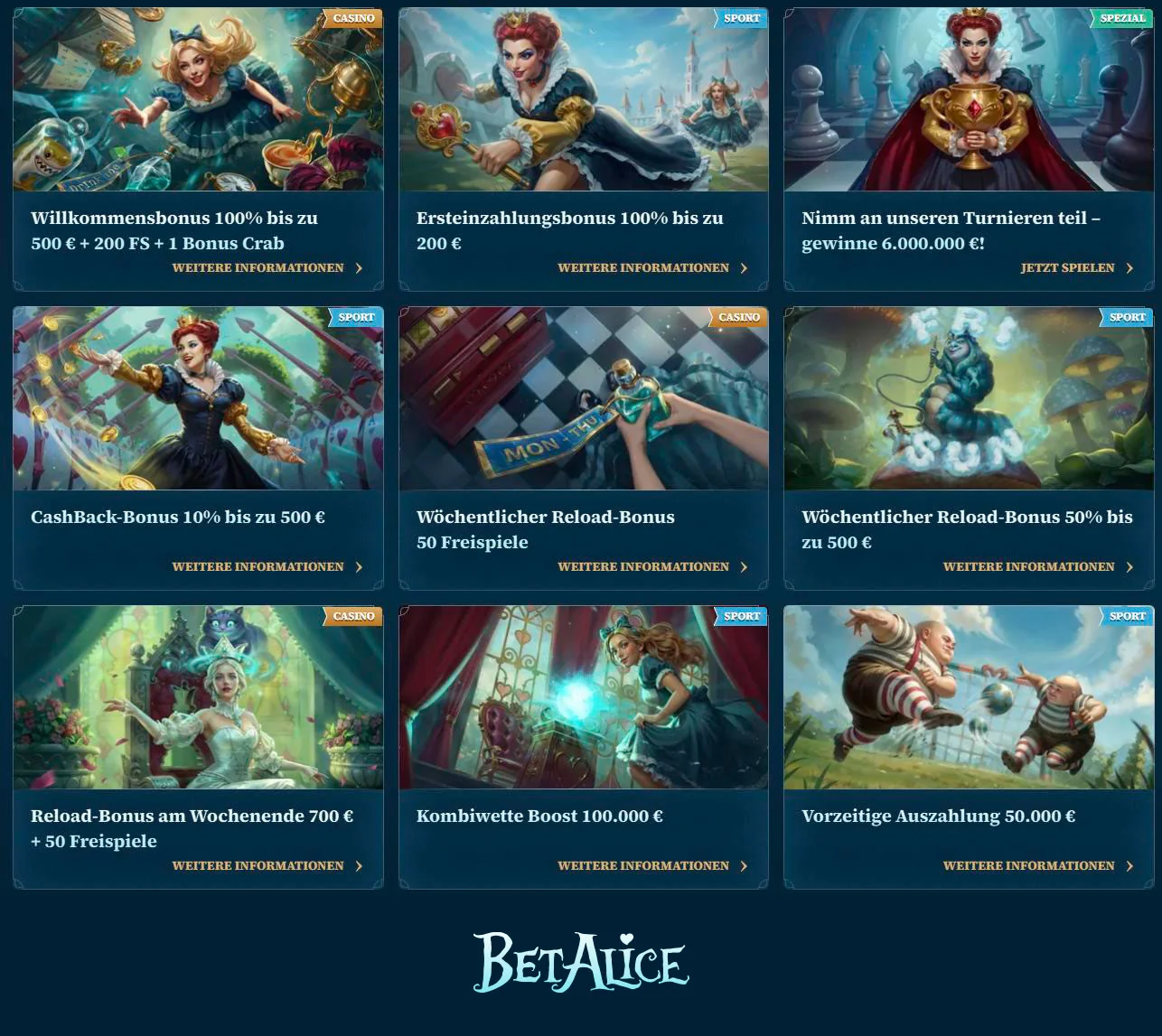 Spielautomaten bei BetAlice Casino