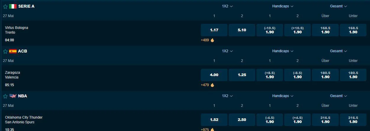 Übersicht aller Casino Spiele