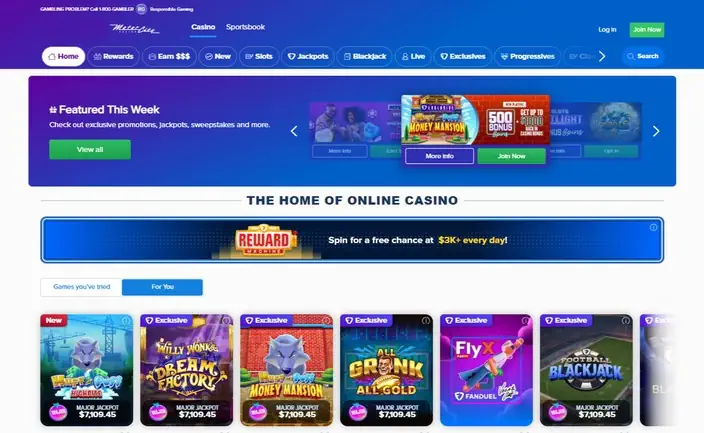 Australian casino software platform homepage screenshot