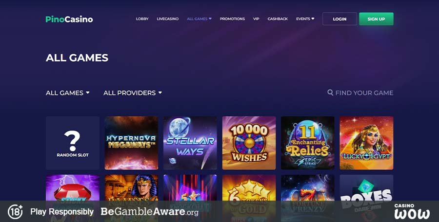 Pino Casino - Reviews, Ratings, Games, Bonuses - CasinoWow