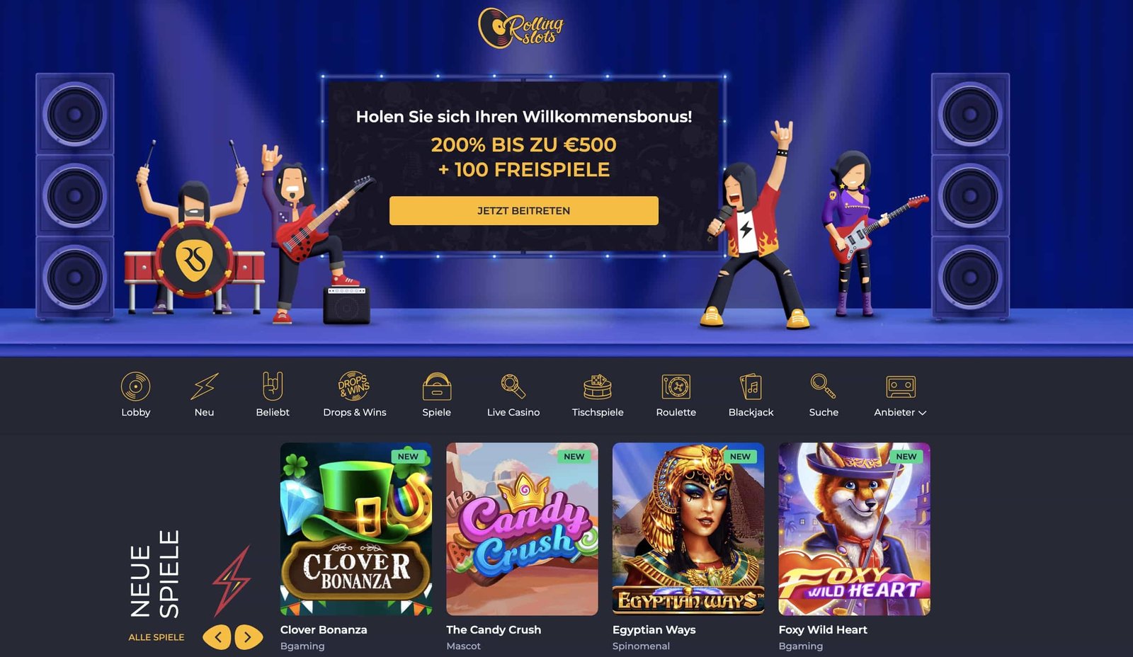 Rolling Slots Casino Liechtenstein (2025) €500 Bonus 100 FS