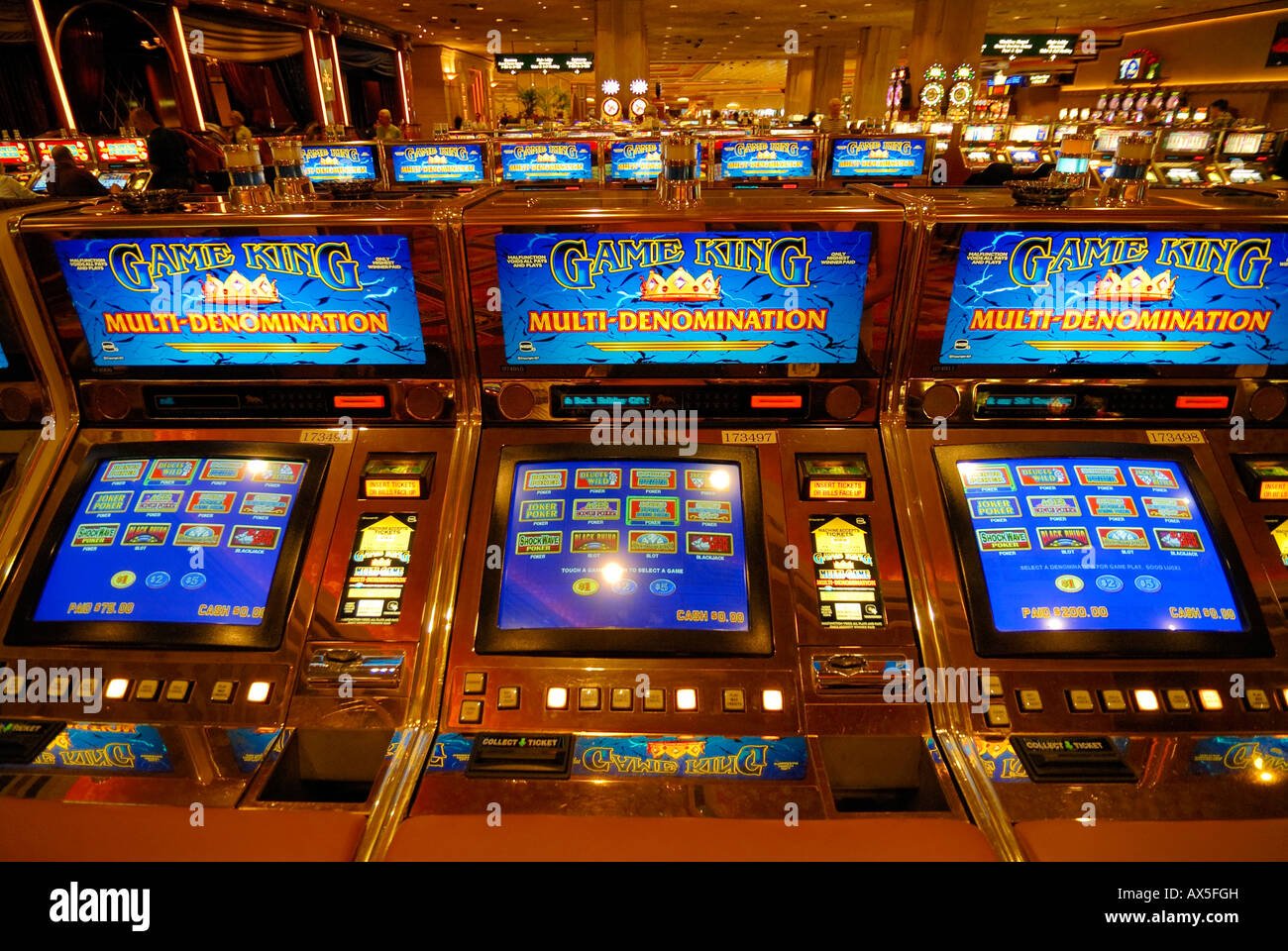 Slot machines in the casino of the MGM Grand Hotel, Strip, Las Vegas ...